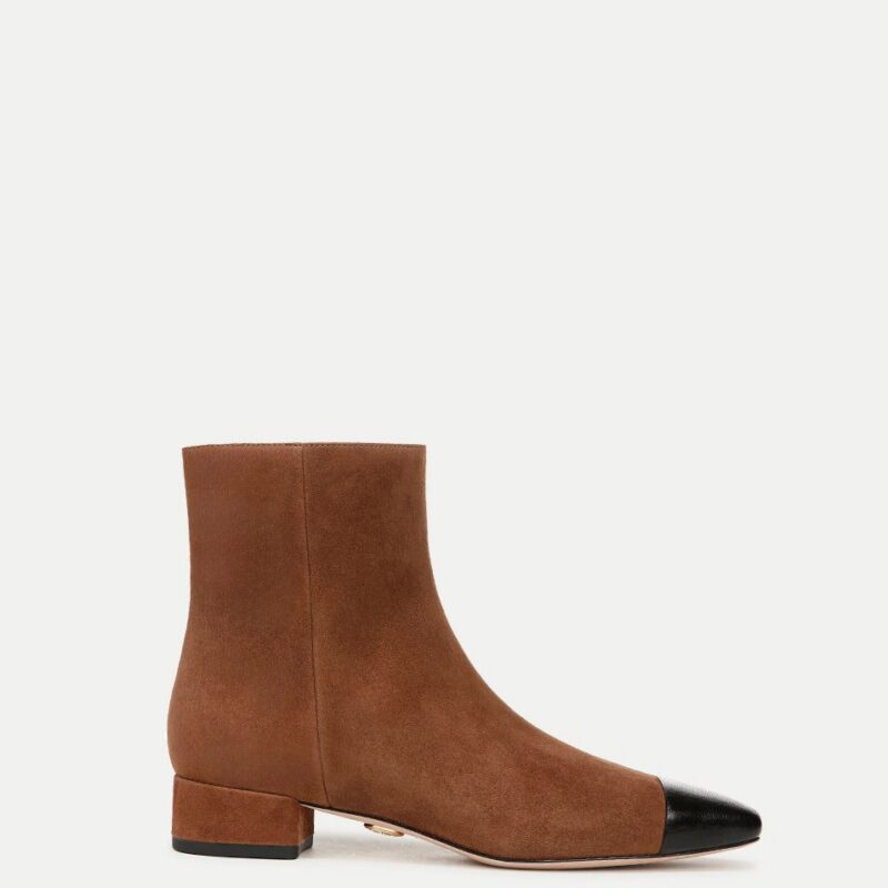 Cecile Suede Cap-Toe Bootie – Veronica Beard
