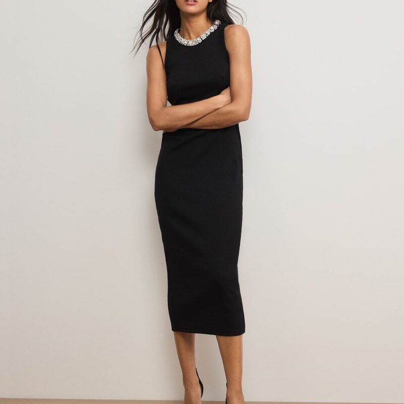 Jordyn Embellished-Collar Midi Dress – Veronica Beard