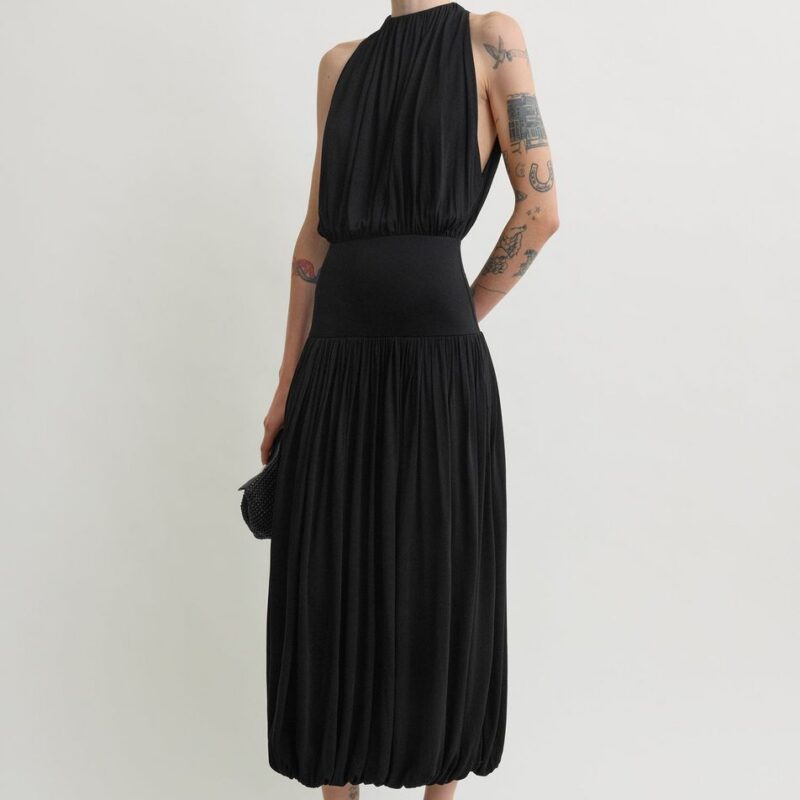Soft gathered dress black – Toteme - INT