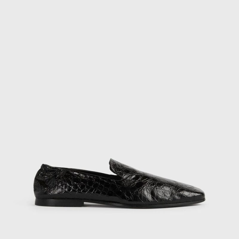 Soft croco-embossed loafers black – Toteme - INT