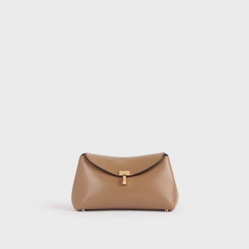 Mini T-lock leather clutch camel – Toteme - INT