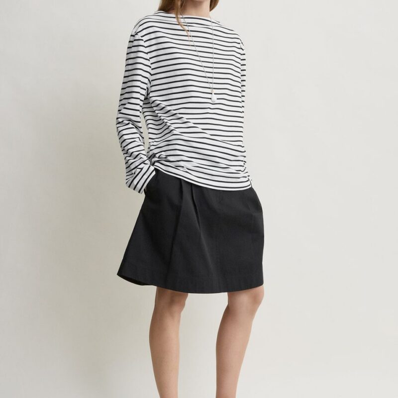 Stripe jersey long-sleeve tee white/black – Toteme - INT