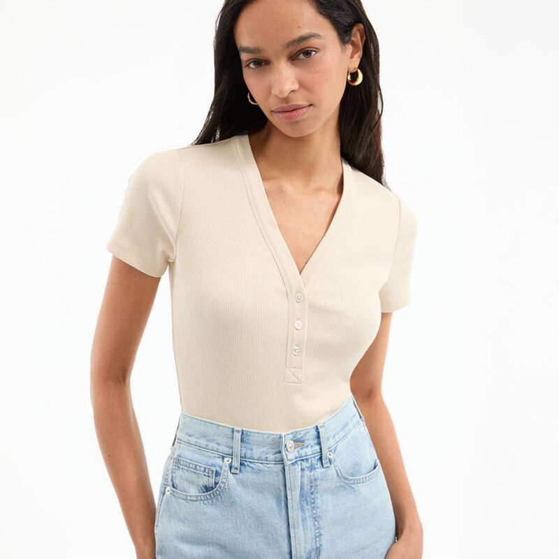 Dekalb Ribbed Henley T-Shirt – Veronica Beard