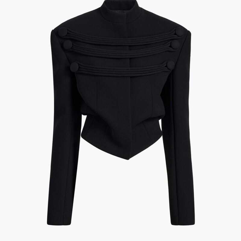 York Jacket with Cord Embroidery in Black – KHAITE