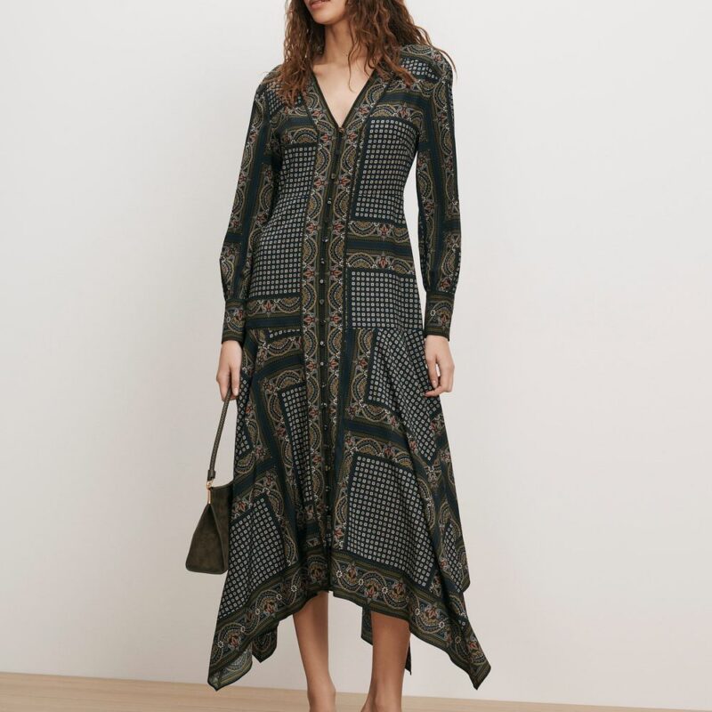 Skye Scarf-Print Midi Dress – Veronica Beard