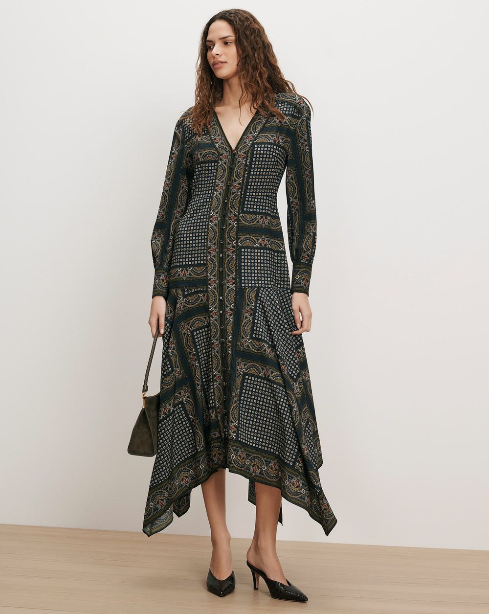 Skye Scarf-Print Midi Dress – Veronica Beard