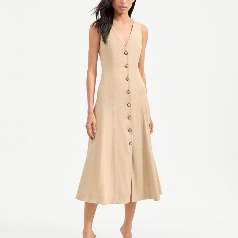 Lou Pleated Midi Dress – Veronica Beard