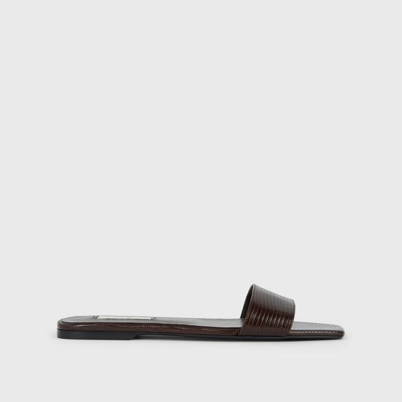 Slim lizard-embossed bandeau slides brown – Toteme - INT