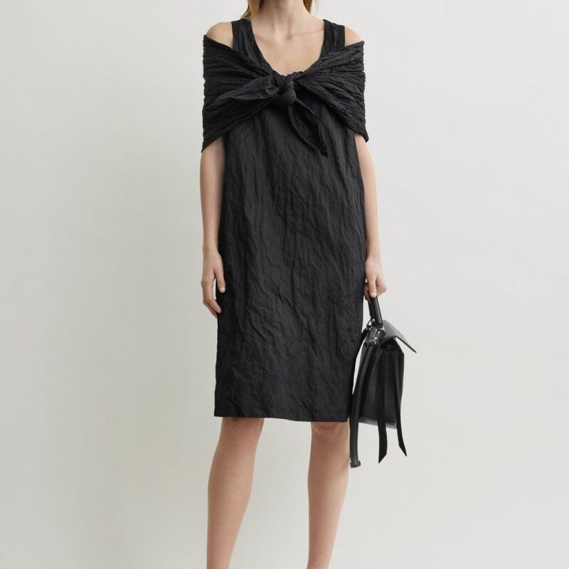 Crinkled cotton tank dress black – Toteme - INT
