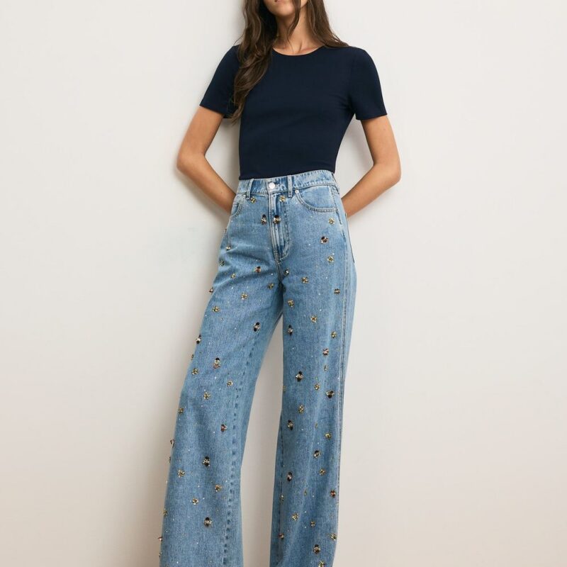 Kasey Embellished Wide-Leg Jean – Veronica Beard