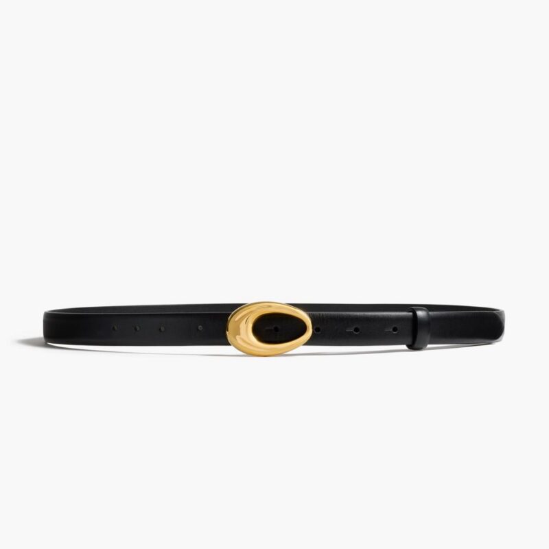 Olivia Belt in Black Leather with Gold – Khaite