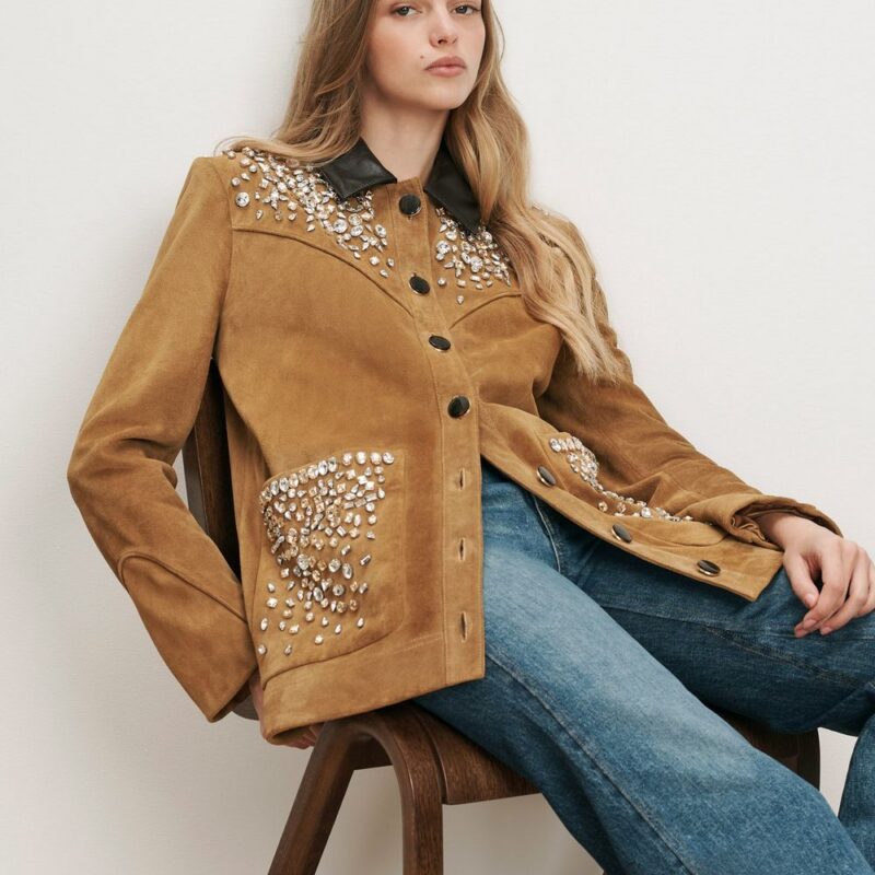 Shannon Suede Embellished Jacket – Veronica Beard