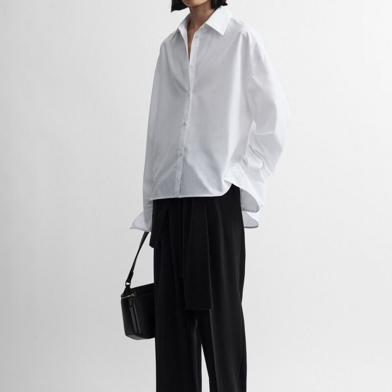 Boxy poplin shirt white petite – Toteme - INT