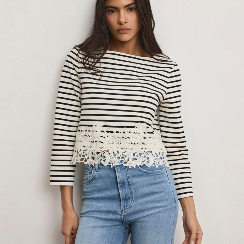 Hovey Striped Lace T-Shirt – Veronica Beard