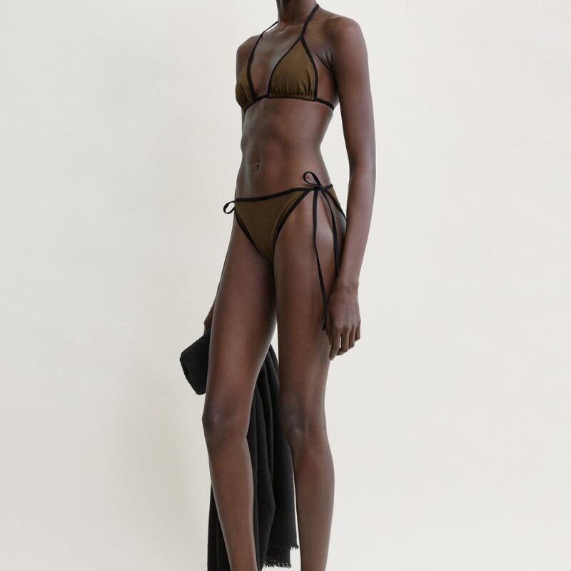 Stripe tie bikini top walnut – Toteme - INT