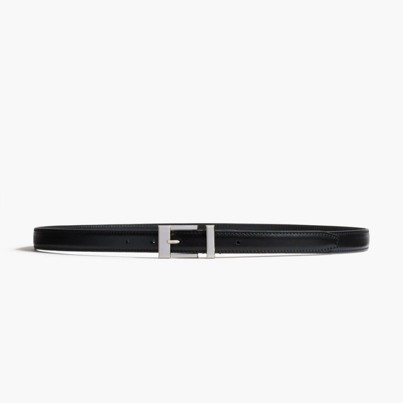 Manhattan Belt in Black Leather with Silver – Khaite