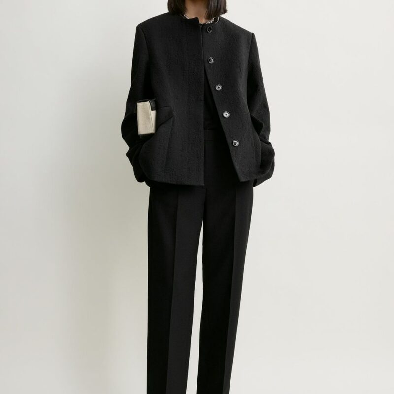 Jacquard cotton jacket black – Toteme - INT