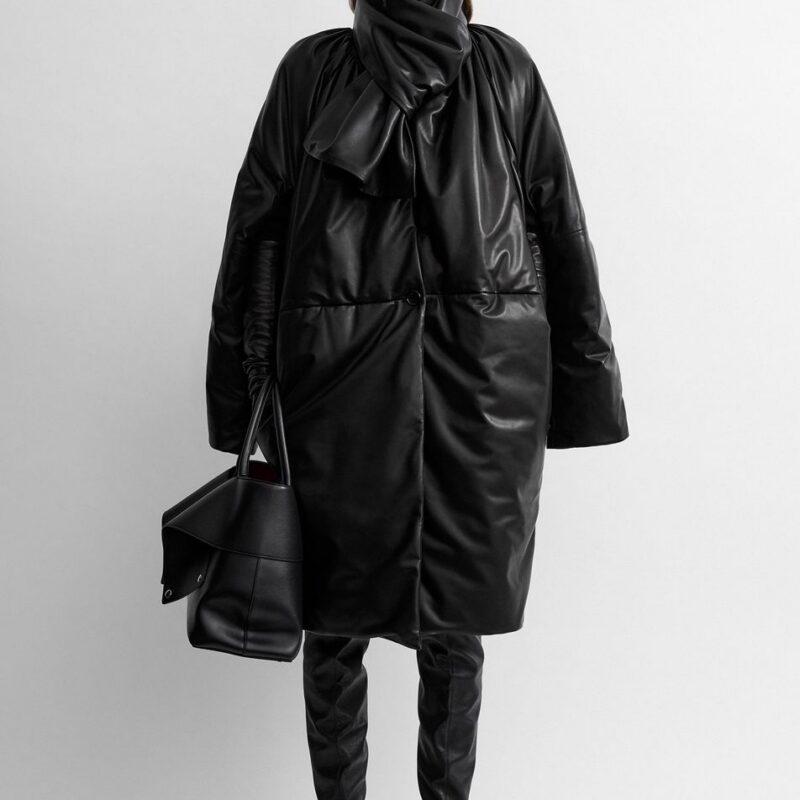 Padded leather coat black – Toteme - INT