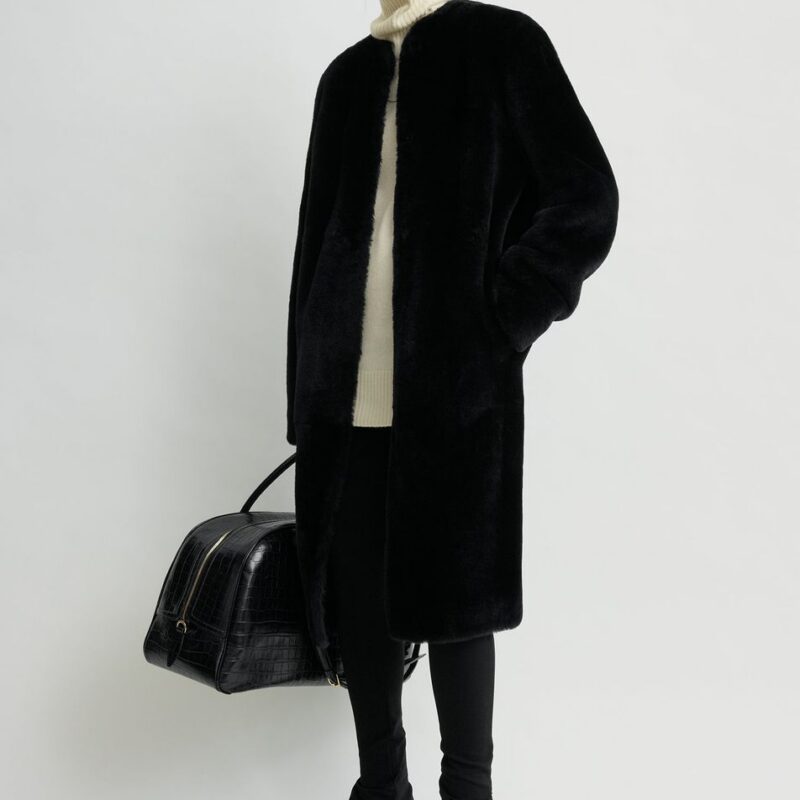 Shearling midi coat black – Toteme - INT
