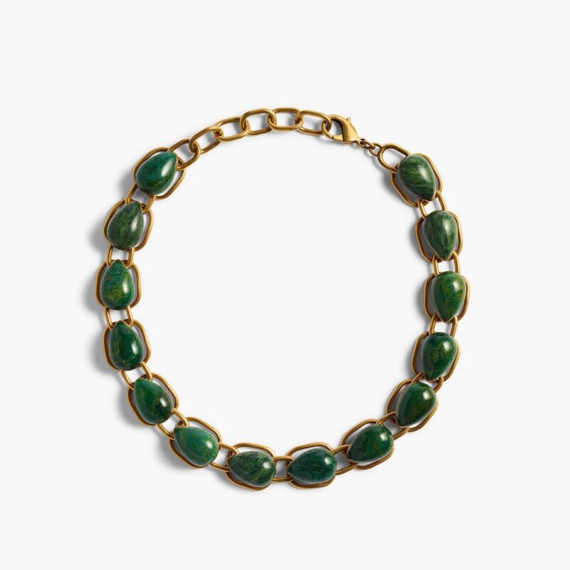 Cyclone Chain Necklace in Antique Gold with Green – KHAITE