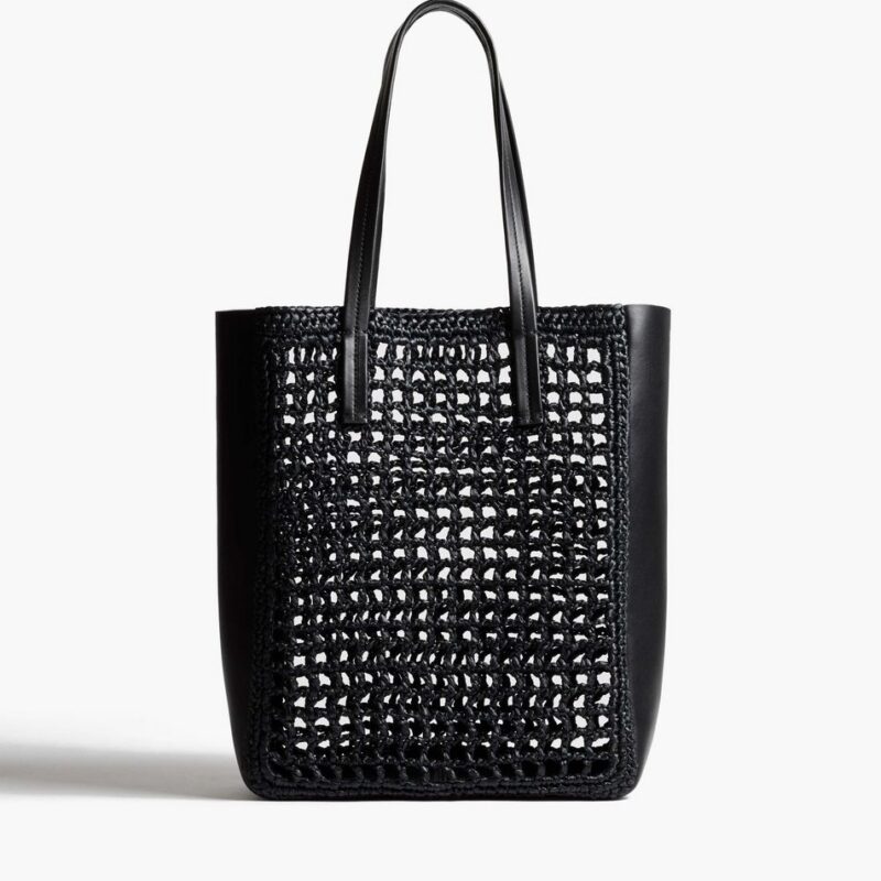 Small Zoe Tote in Black Raffia with Black Leather – Khaite