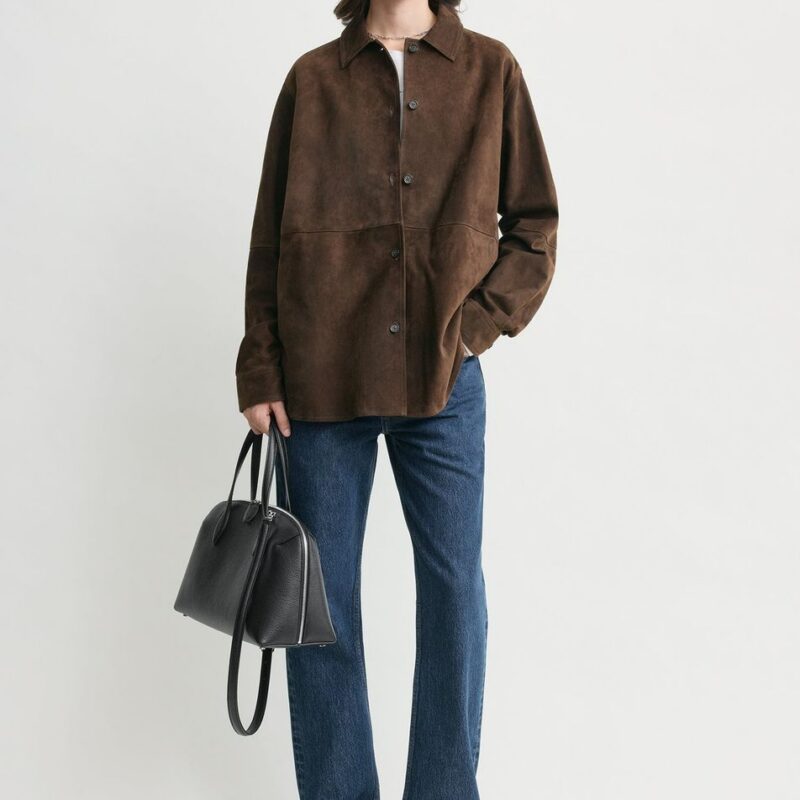 Soft suede overshirt bark – Toteme - INT
