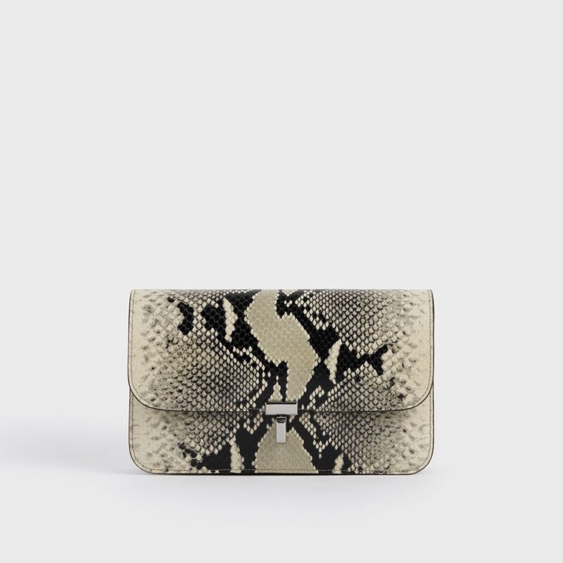 T-lock python-embossed crossbody black/ecru – Toteme - INT