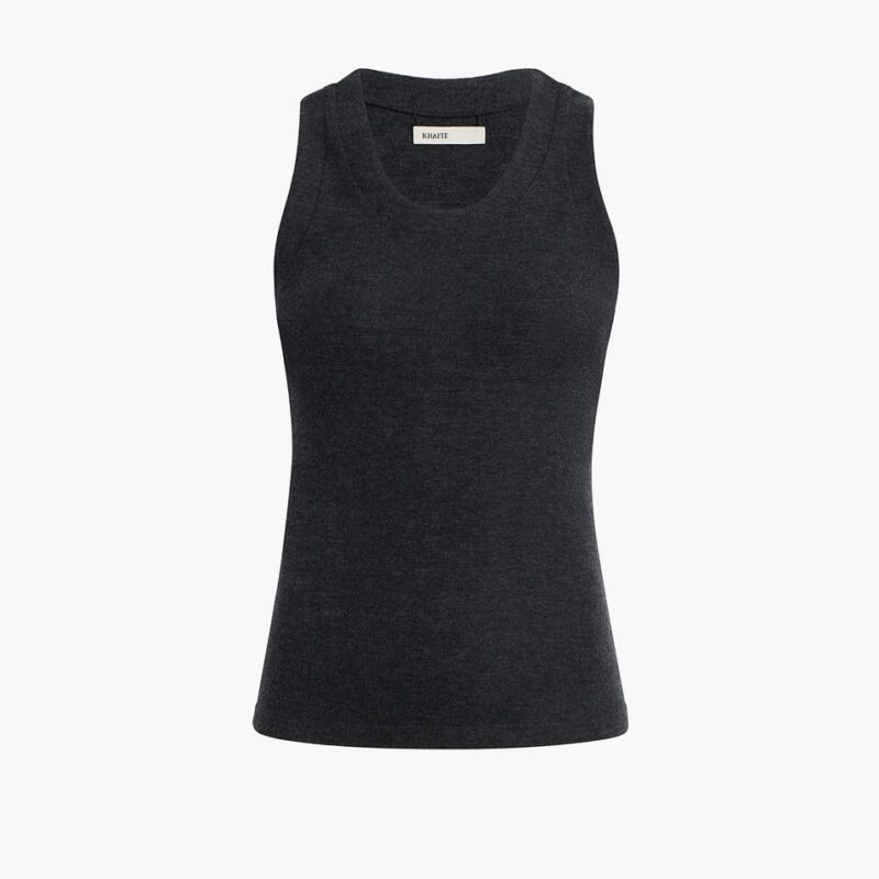 Isha Top in Charcoal Silk Cashmere Jersey – Khaite