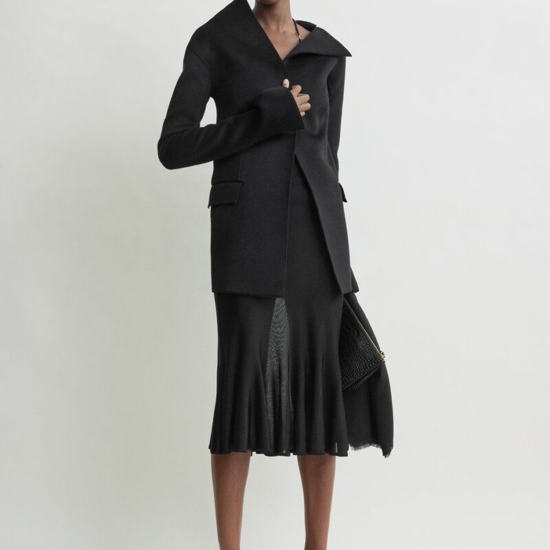 Open collar wool jacket black – Toteme - INT