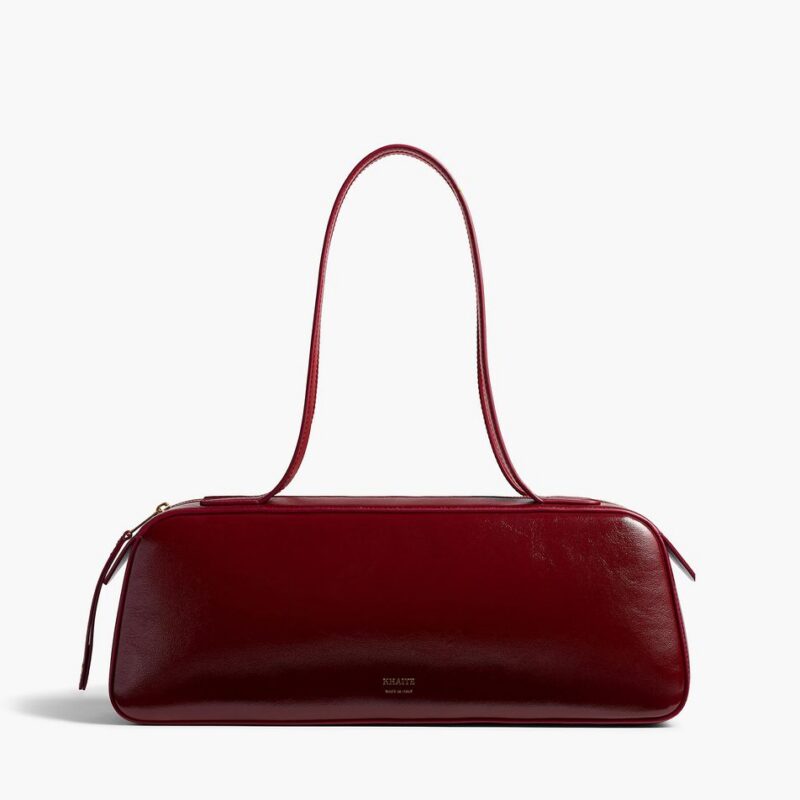 Simona Shoulder Bag in Oxblood Crackle Patent Leather – Khaite
