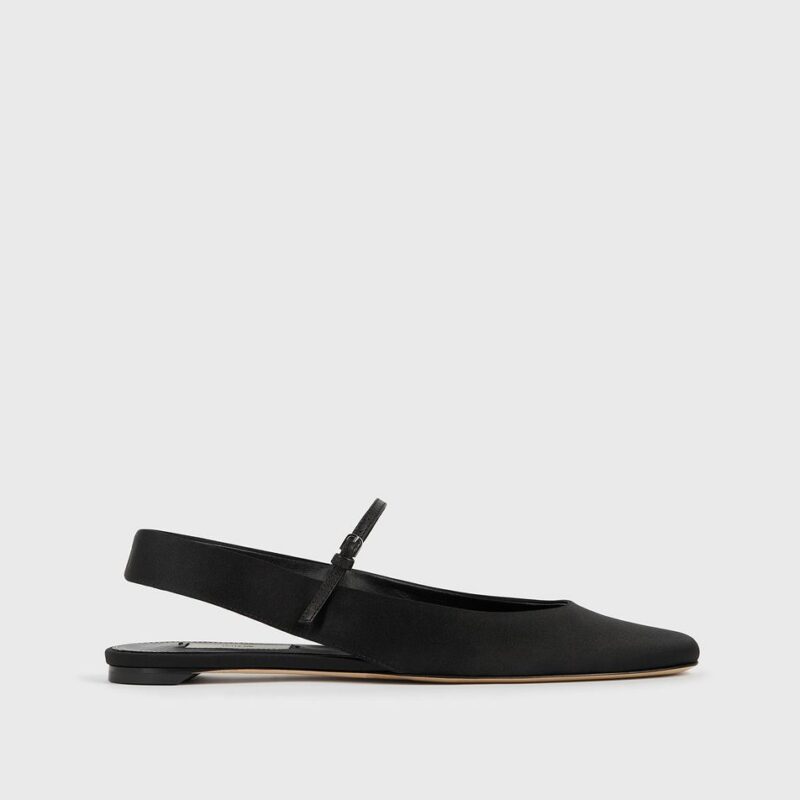 Slingback satin mary janes black – Toteme - INT