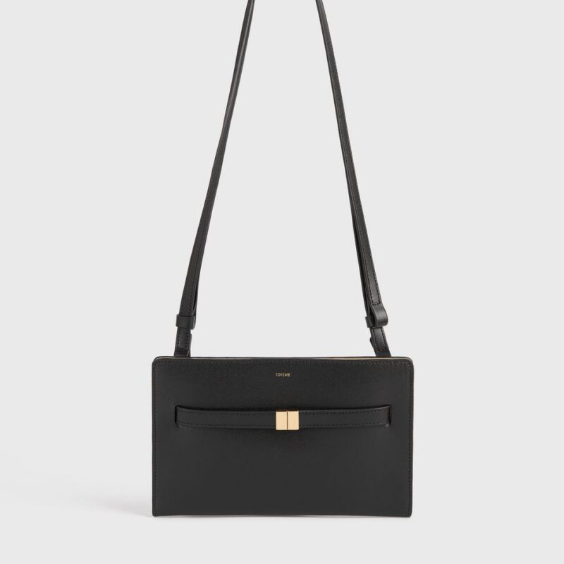 Belted leather crossbody black – Toteme - INT