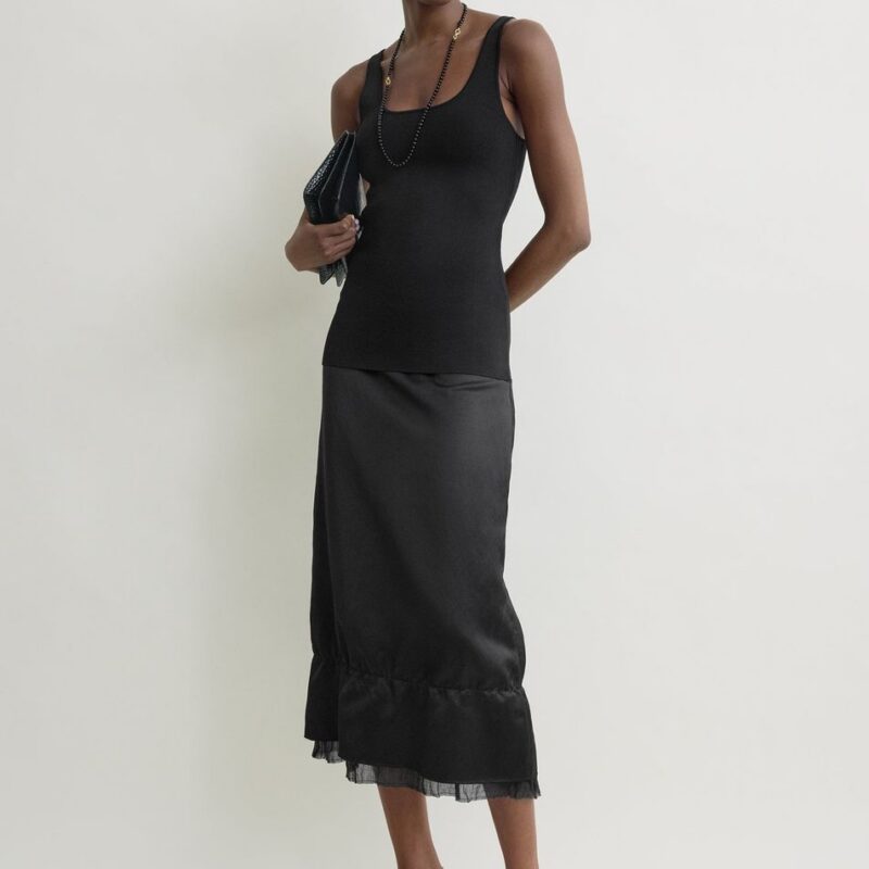 Layered satin skirt black – Toteme - INT