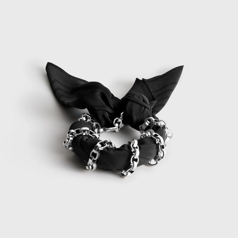 Silk scarf bracelet faded black/black/silver – Toteme - INT
