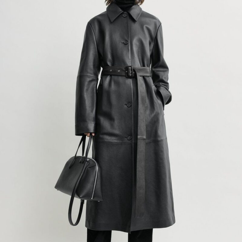 Belted leather coat black – Toteme - INT