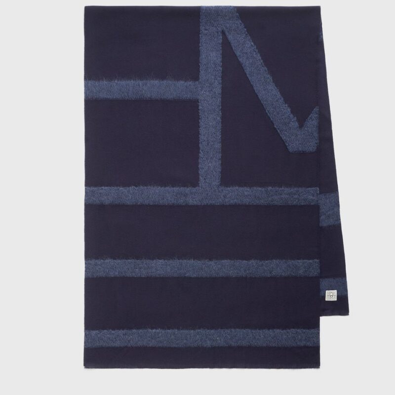 Monogram twill scarf navy – Toteme - INT