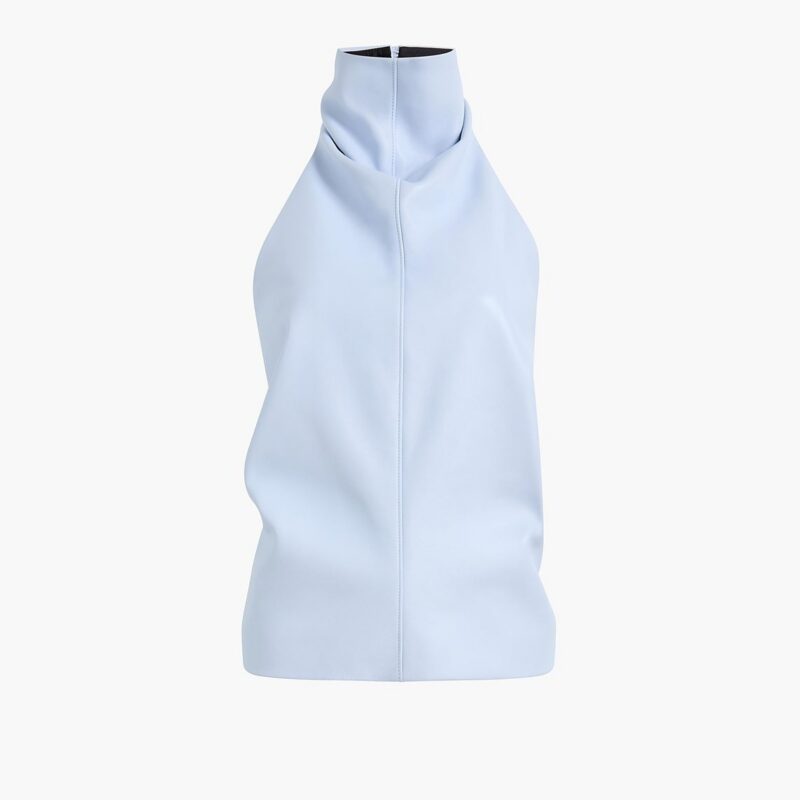 Rone Top in Sky Blue Leather – KHAITE