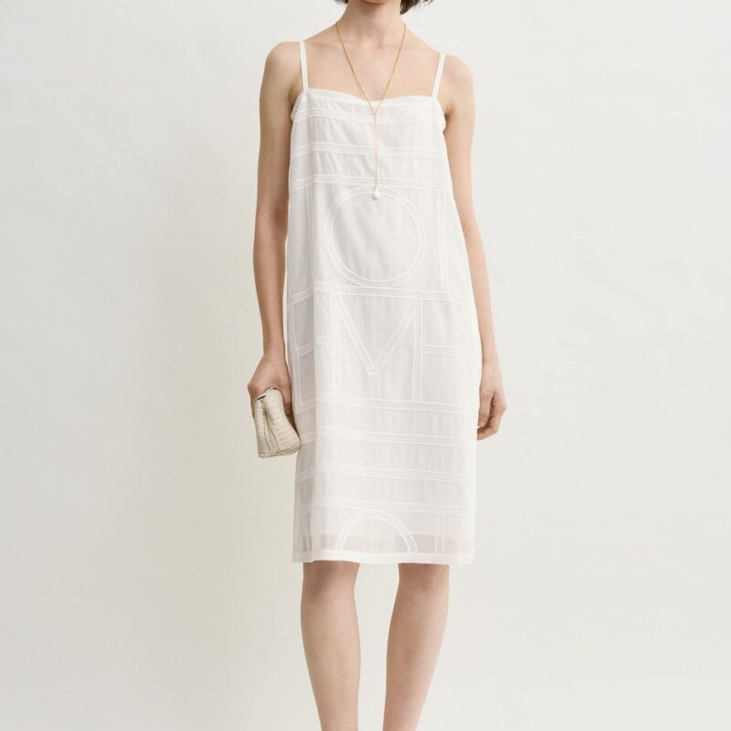 Monogram cotton voile dress white – Toteme - INT