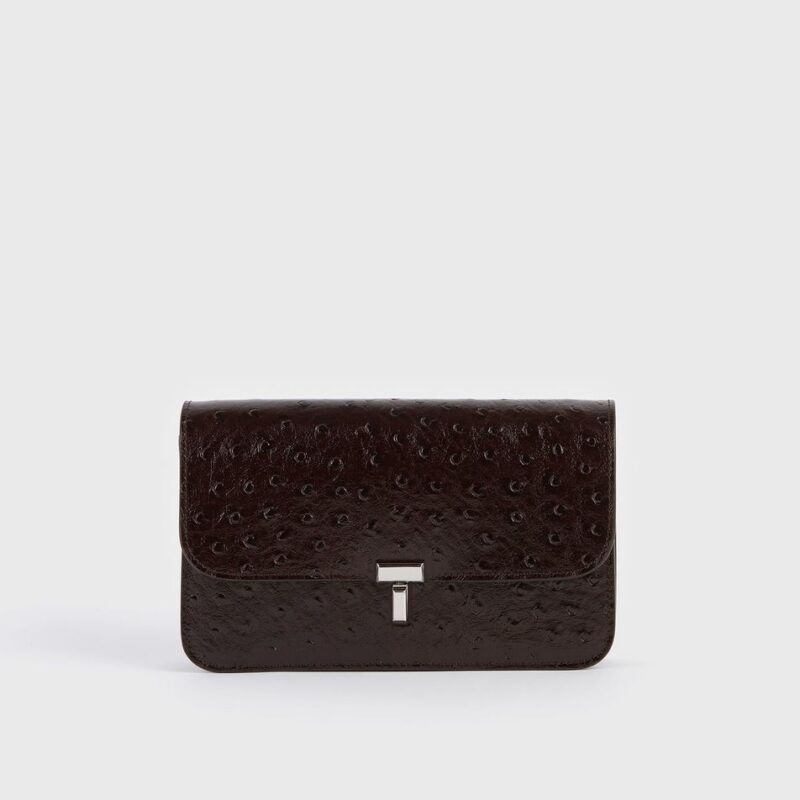 T-lock ostrich-embossed crossbody bordeaux – Toteme - INT