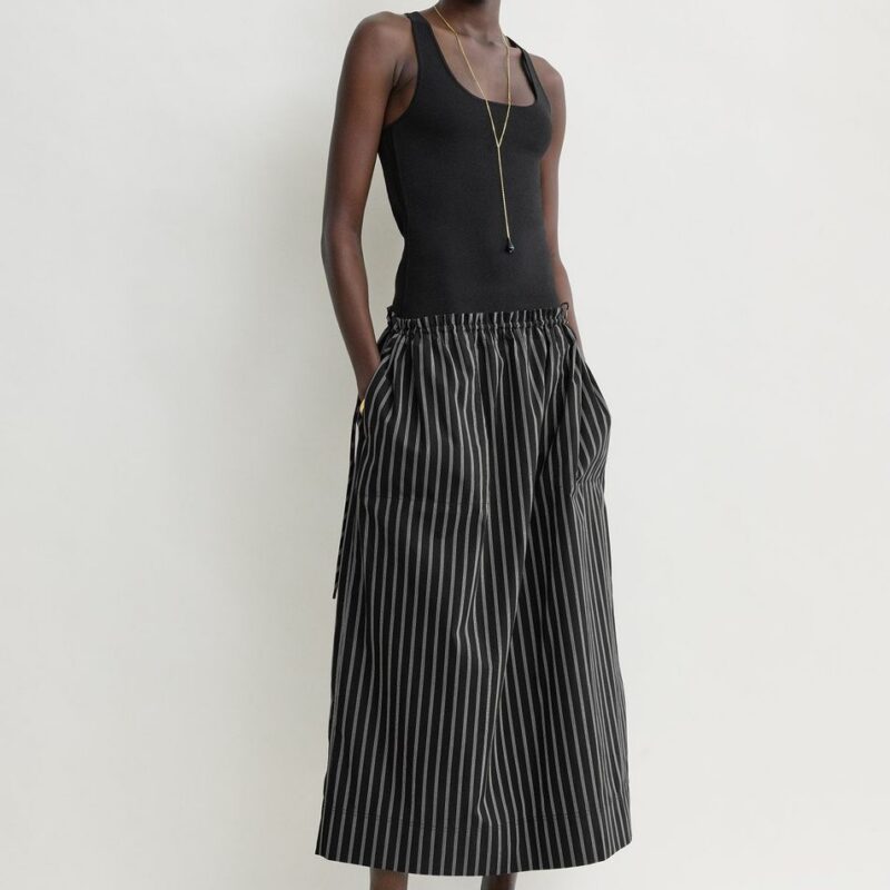 Striped drawstring skirt black/white – Toteme - INT