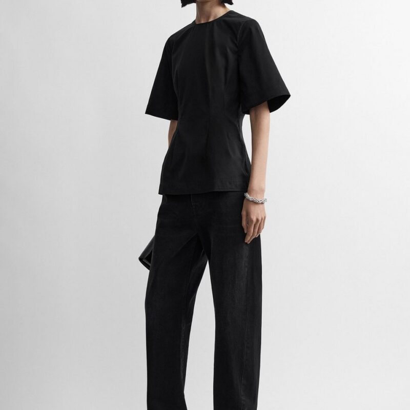 Sculptural cotton top black – Toteme - INT