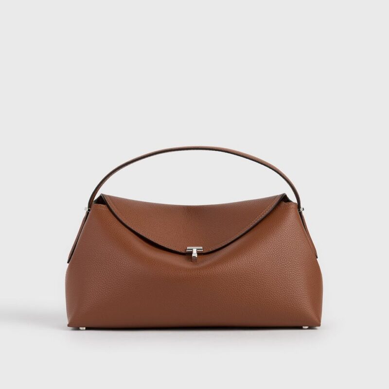 T-lock grained-leather top handle sienna – Toteme - INT