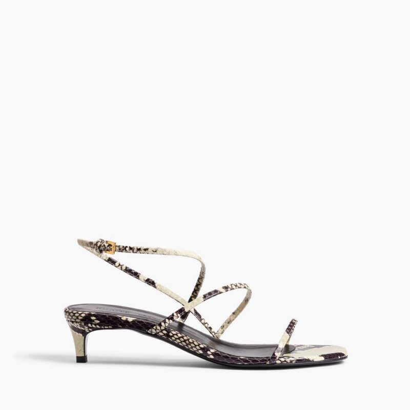 Loop Kitten Heel Sandal in Python-Embossed Leather – Khaite