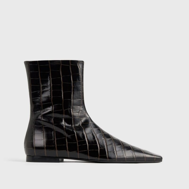 Zipped croco-embossed chelsea boots dark brown – Toteme - INT