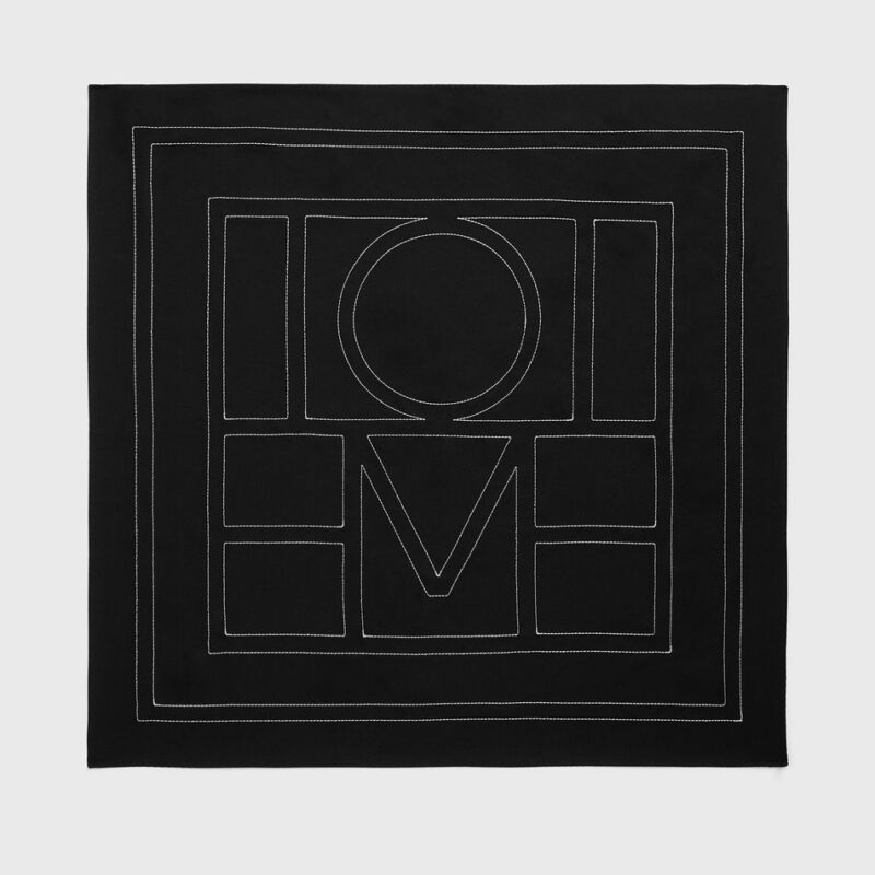 Embroidered monogram silk scarf black – Toteme - INT