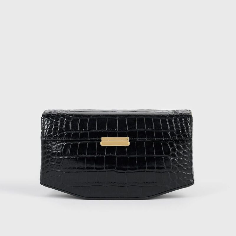 Clip croco-embossed clutch black – Toteme - INT