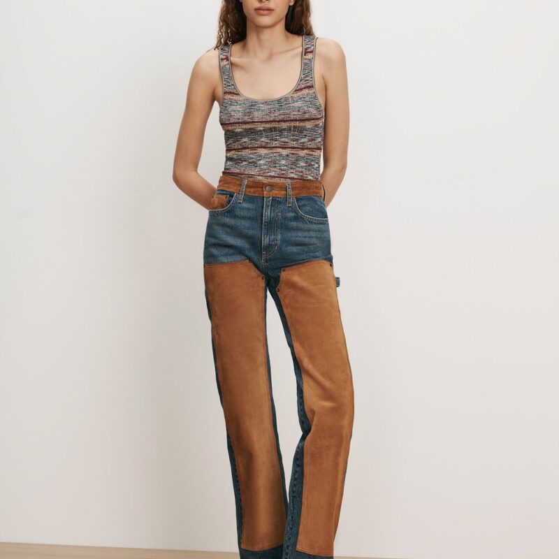Dylan Suede-Patchwork Straight-Leg Jean – Veronica Beard