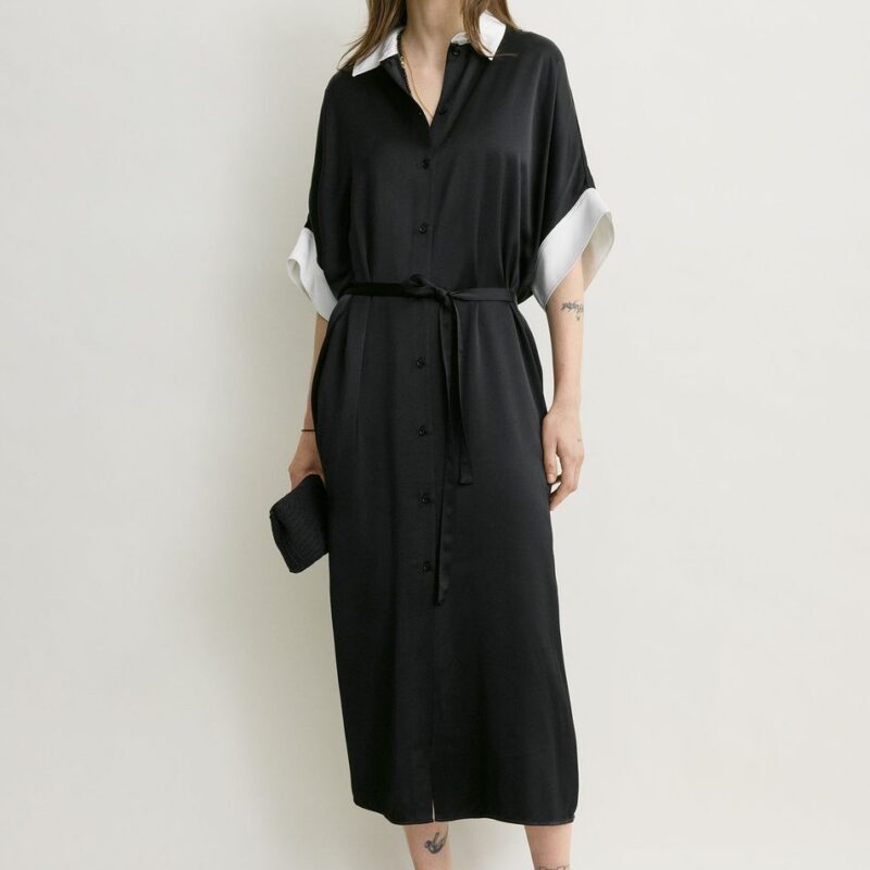 Satin shirtdress black – Toteme - INT