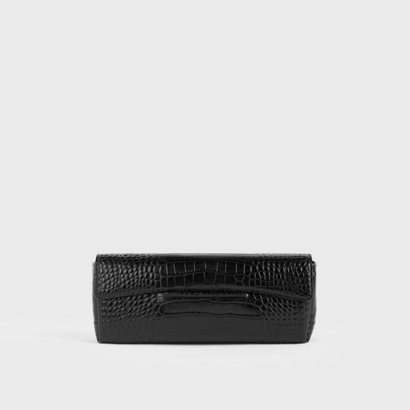 Soft croco-embossed t-clutch black – Toteme - INT