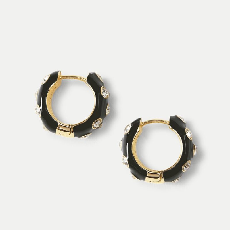 Crystal and Enamel Huggie Hoop – Veronica Beard